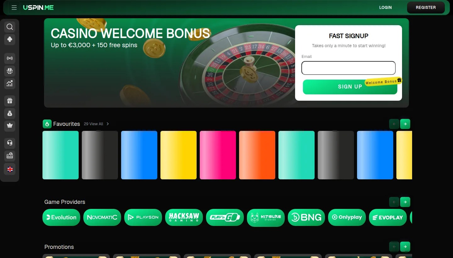Screenshot van de Uspin landingspagina